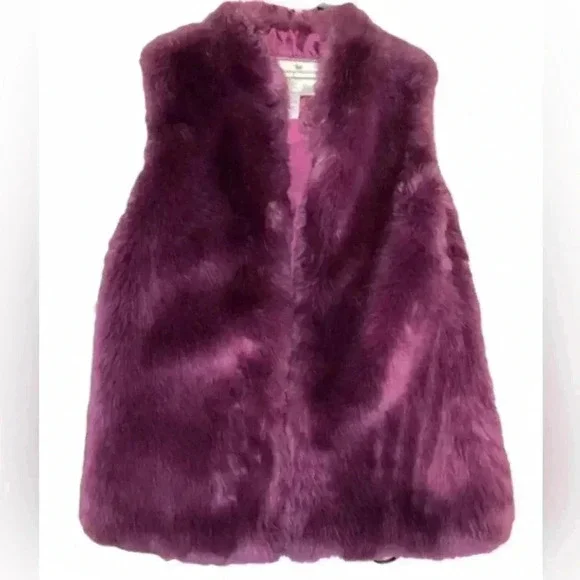 Topshop faux fur vest size 6 burgundy color - Picture 1 of 2